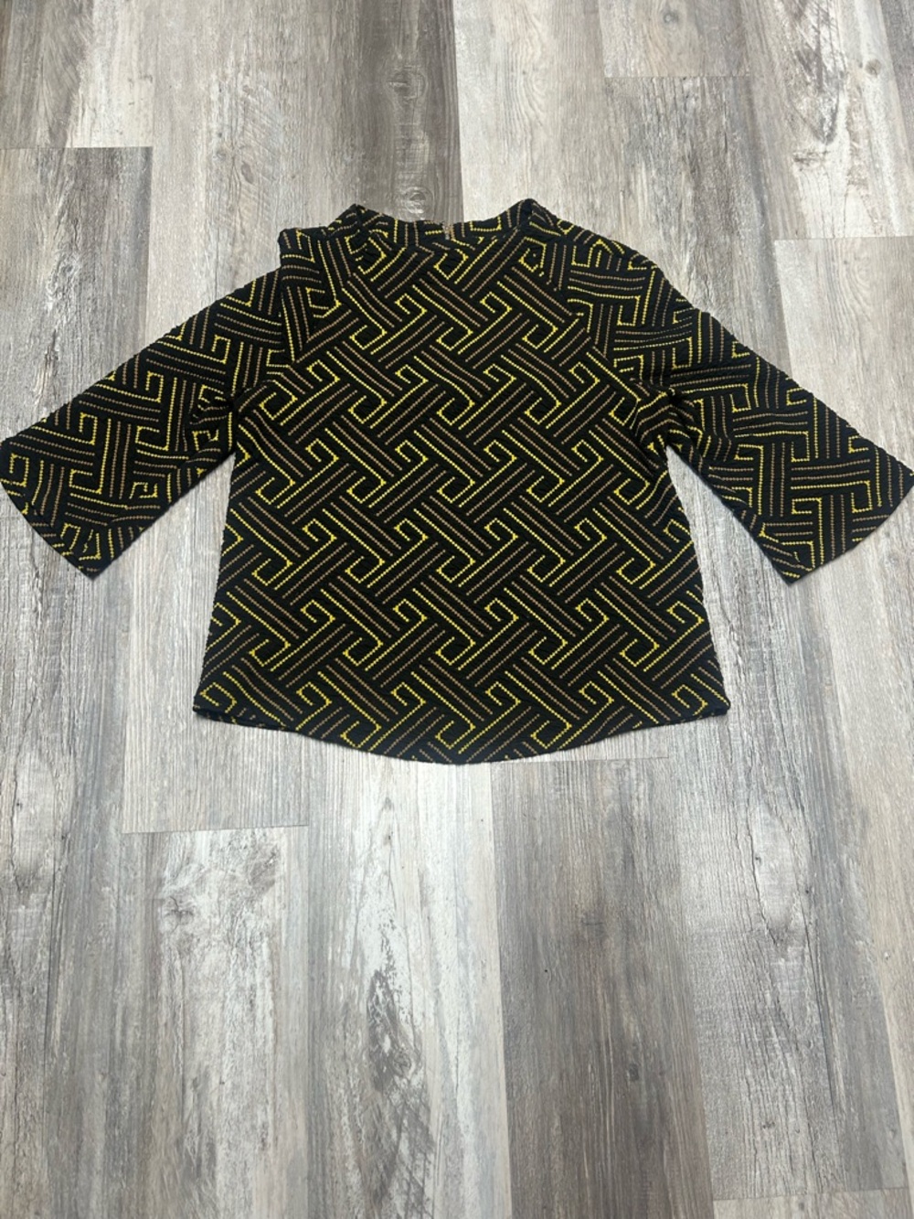 Black & Yellow Geometric Knit Top